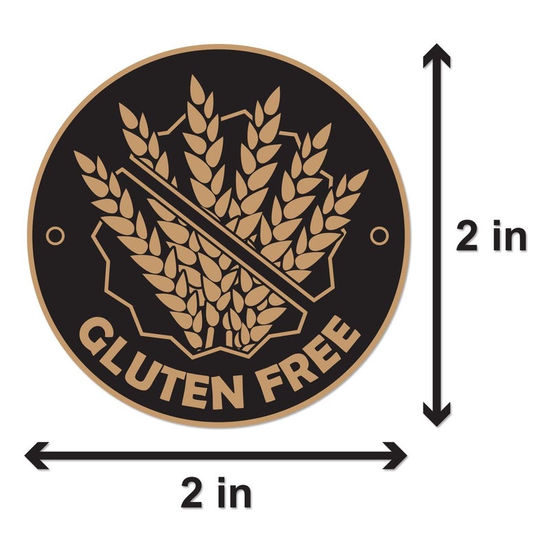 OfficeSmartLabels Gluten Free Stickers (2 inch, Golden Brown, Round - 300 Labels) Circle Allergen Warning Stickers for Wedding Meals, Allergy Warnings - Self-Adhesive - Image 2